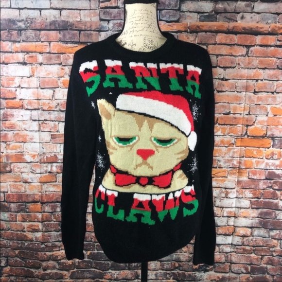 Dec 25th Santa Claws cat "ugly" Christmas sweater - Picture 1 of 3